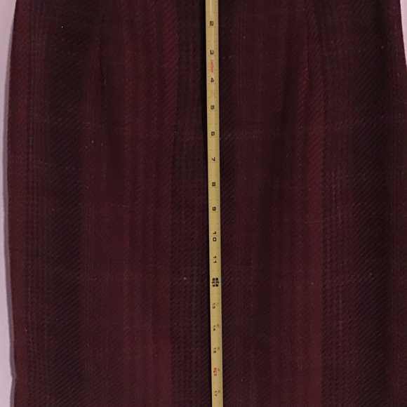 Eddie Bauer Petite Plaid Wool Blend Pencil Skirt Burgundy Size 2 - Picture 3 of 6